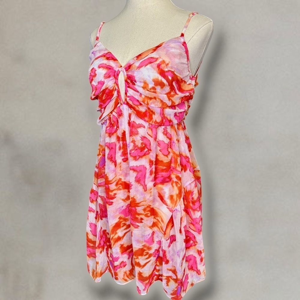 NWT MISA Los Angeles ‘Indira’ Romper in “Maldive Marble” White & Pink Sz Medium